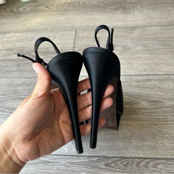 Vera Wang Lavender Black Satin Bows Platform Pump - Picture 8 of 16